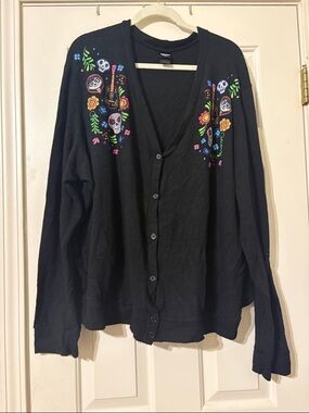 Disney Black Cardigan with Colorful Day of the Dead Embroidery